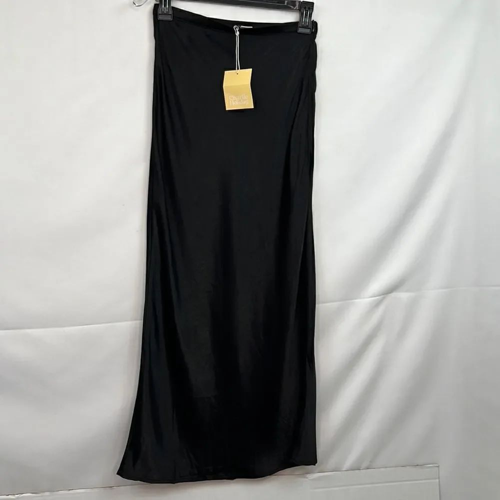 Charlie Holiday Black Satin Chelsea Skirt NWT